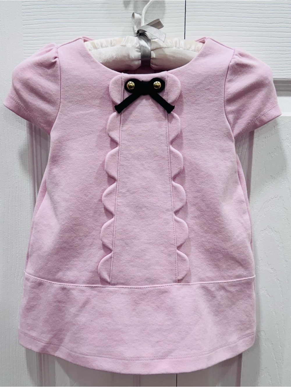 Janie and Jack Pink Baby Dress with Black Bow Detail